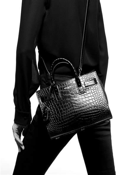 ysl sac de jour nano crocodile shiny leather|SAINT LAURENT Sac De Jour nano croc.